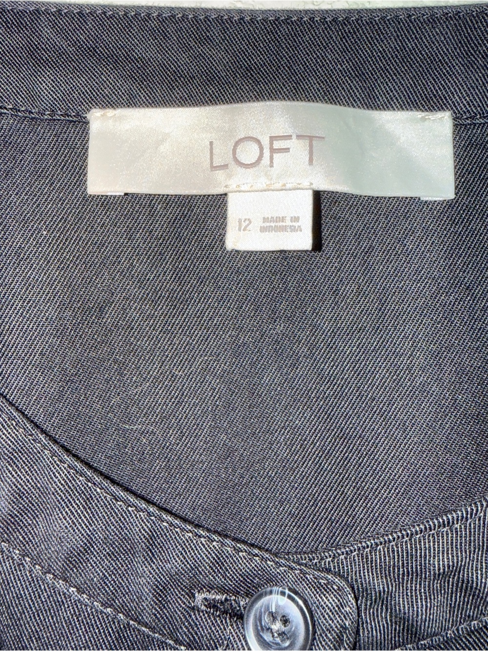 LOFT Black Button-Front Utility Midi Dress - Picture 3 of 4